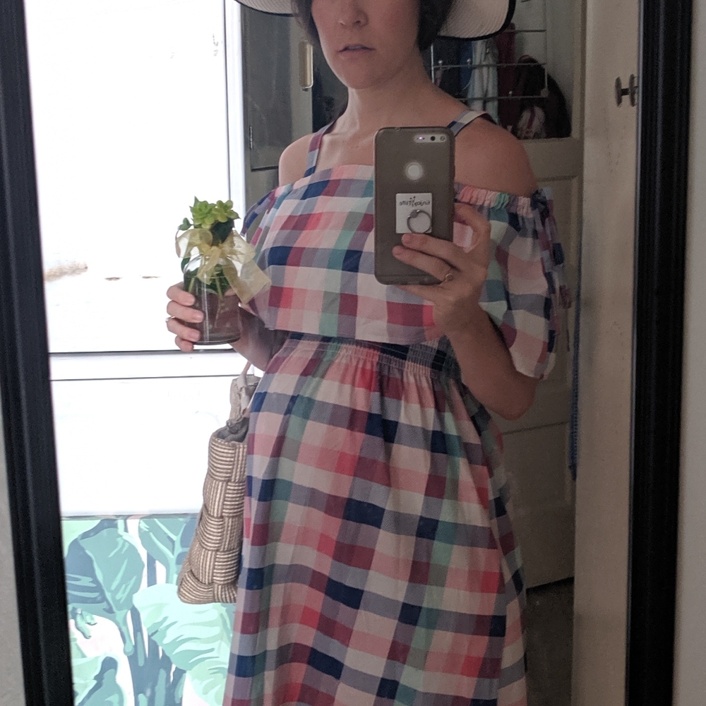 Asos Maternity off shoulder plaid dress NWOT
